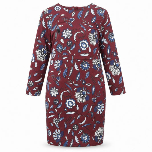 Autograph Womens Red Floral Polyester Sheath Size 16 Round Neck Zip