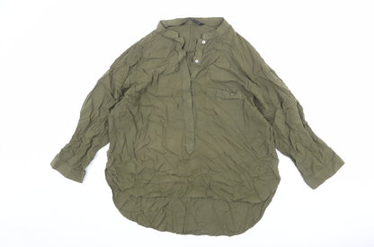 Zara Womens Green Polyester Basic Blouse Size M Henley