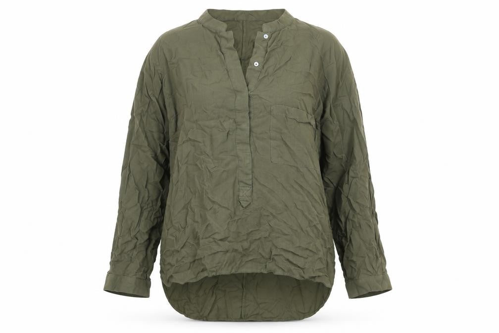 Zara Womens Green Polyester Basic Blouse Size M Henley