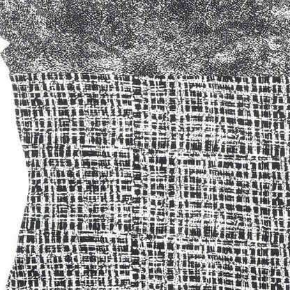 Marks & Spencer Womens Black Geometric Viscose Basic T-Shirt Size 14 Round Neck - Patchwork