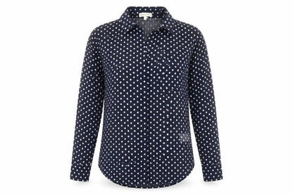 Warehouse Womens Blue Geometric Polyester Basic Button-Up Size 6 Collared