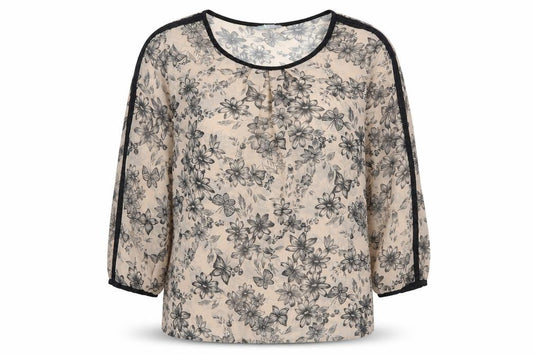 Marks and Spencer Womens Brown Floral Polyester Basic Blouse Size 8 Round Neck
