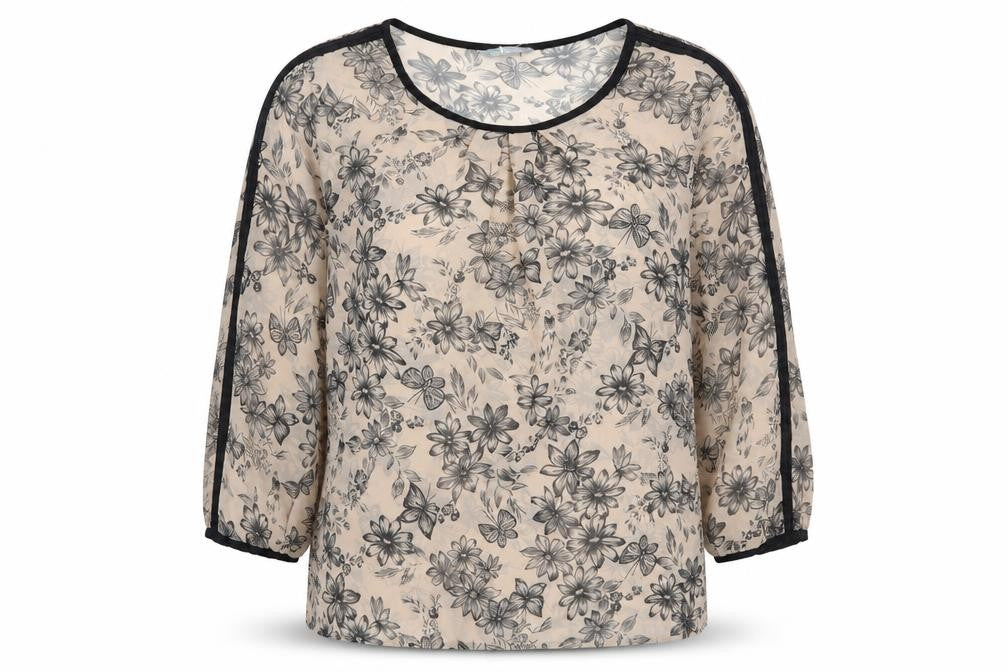 Marks & Spencer Womens Brown Floral Polyester Basic Blouse Size 8 Round Neck