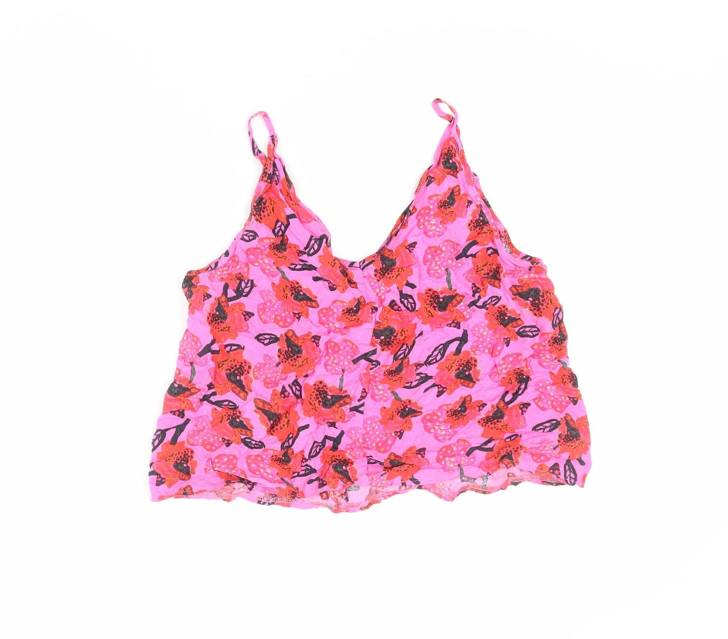 ASOS Womens Pink Geometric Viscose Camisole Blouse Size 14 V-Neck
