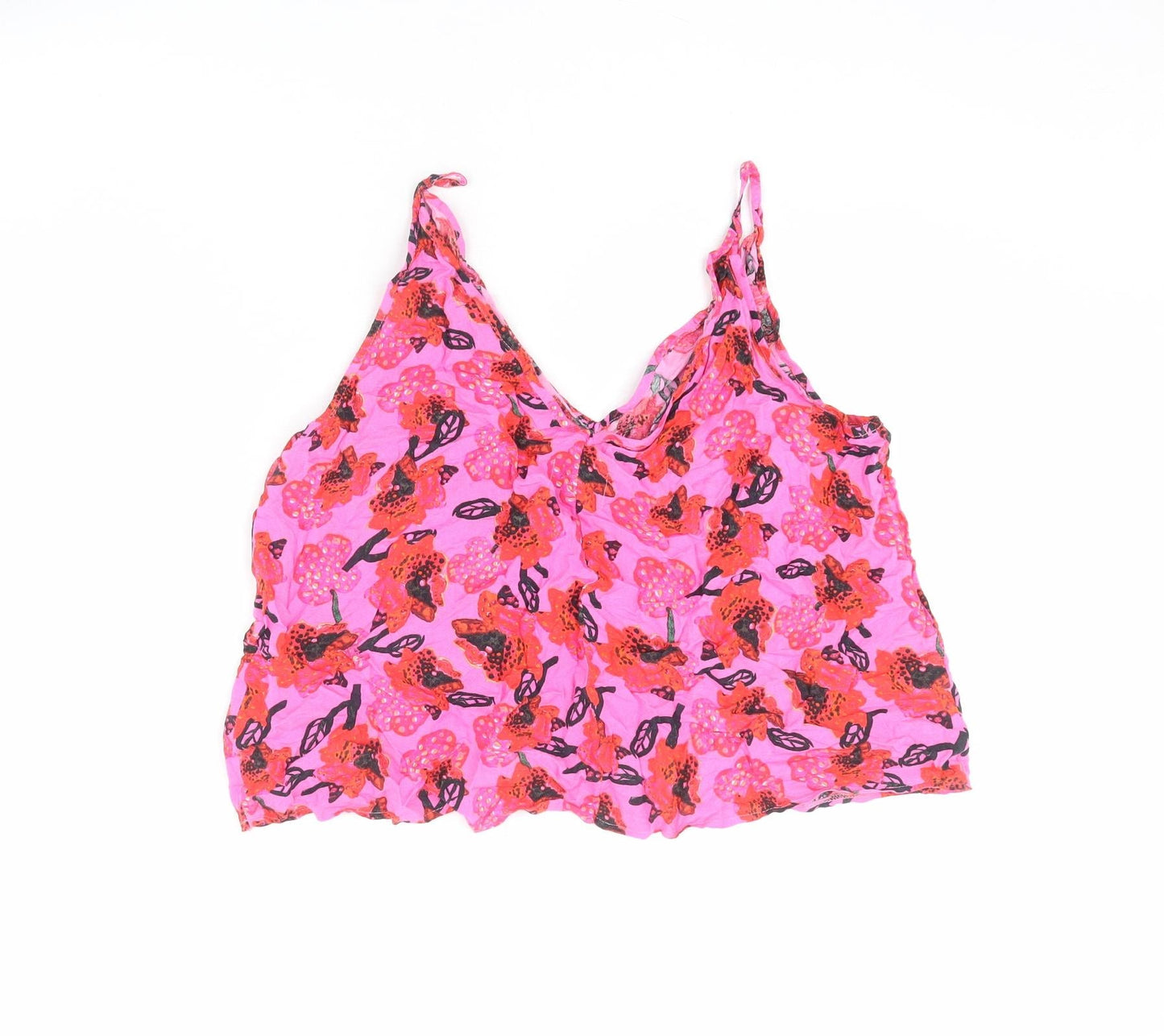ASOS Womens Pink Geometric Viscose Camisole Blouse Size 14 V-Neck