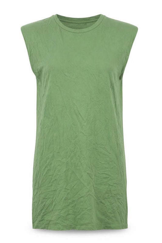 Very Womens Green Cotton T-Shirt Dress Size 10 Round Neck Pullover - Shoulder Pads