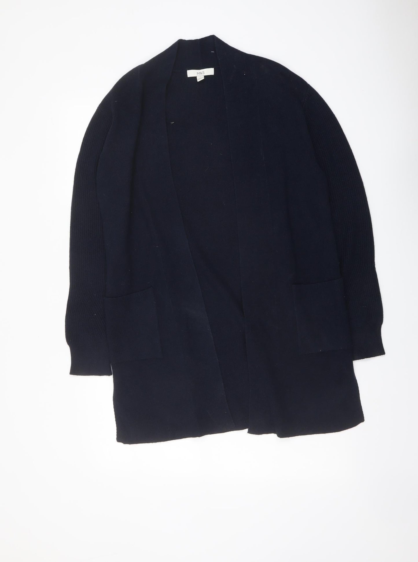 Marks and Spencer Womens Blue V-Neck Viscose Cardigan Jumper Size 12