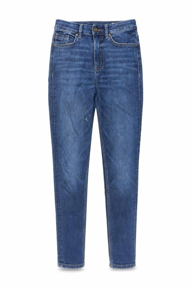 Marks & Spencer Womens Blue Cotton Skinny Jeans Size 8 L28 in Regular Button