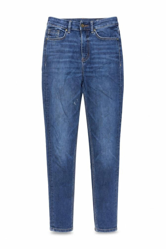 Marks & Spencer Womens Blue Cotton Skinny Jeans Size 8 L28 in Regular Button