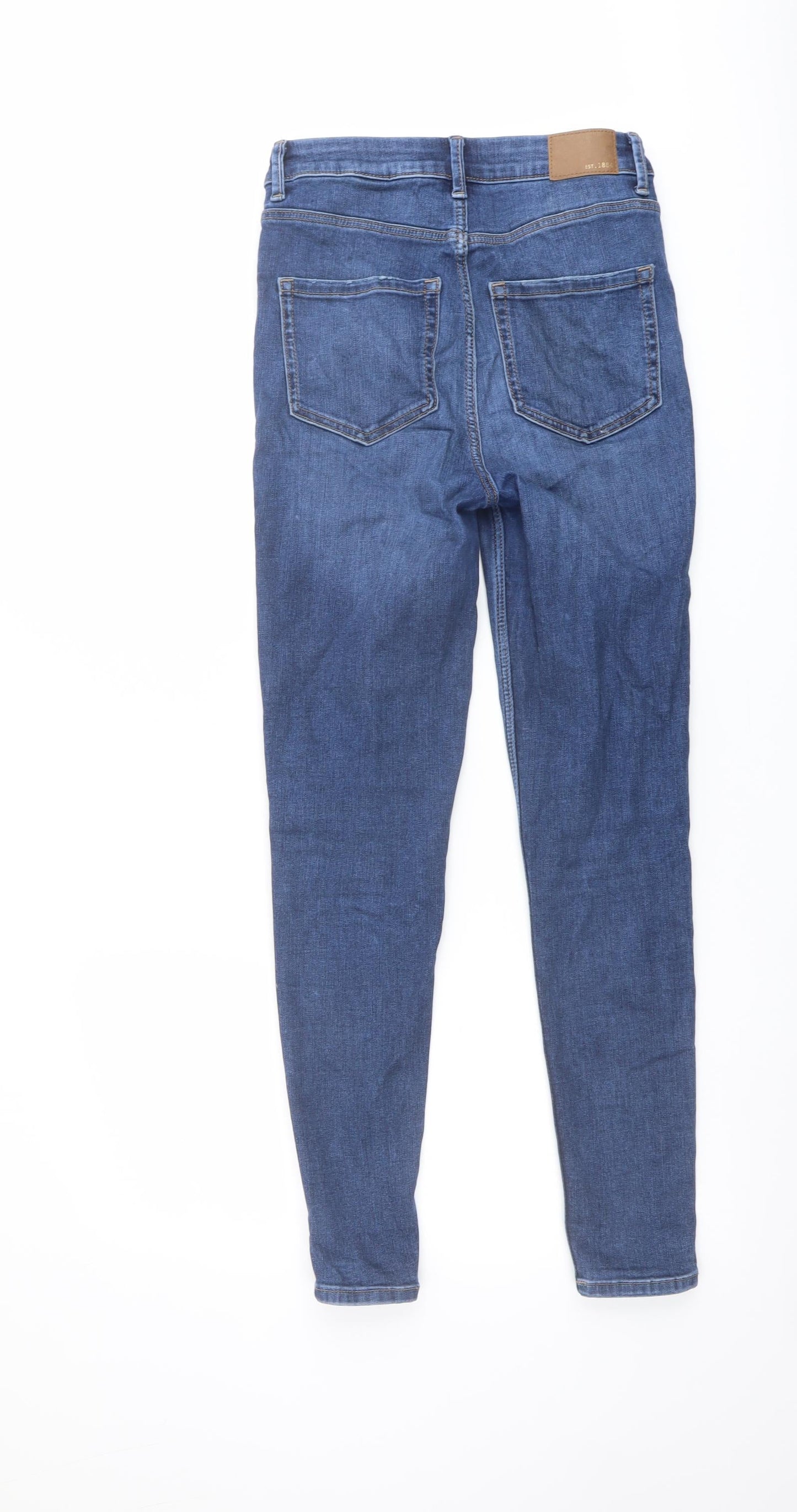 Marks and Spencer Womens Blue Cotton Skinny Jeans Size 8 L28 in Regular Button