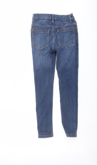 Back view of Tu boys’ blue cotton skinny jeans, size 9, months regular button