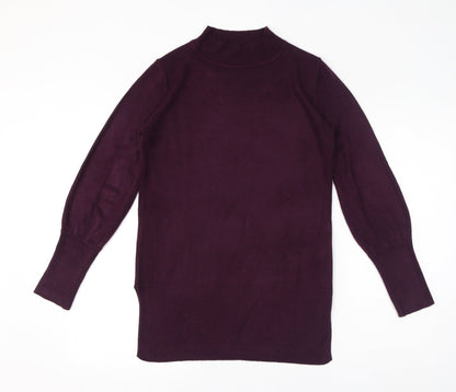 Marks & Spencer Womens Purple Mock Neck Acrylic Pullover Jumper Size S