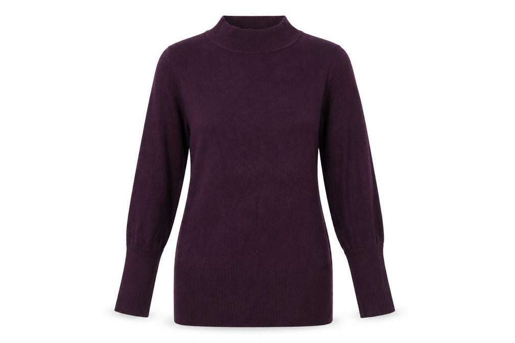 Marks & Spencer Womens Purple Mock Neck Acrylic Pullover Jumper Size S