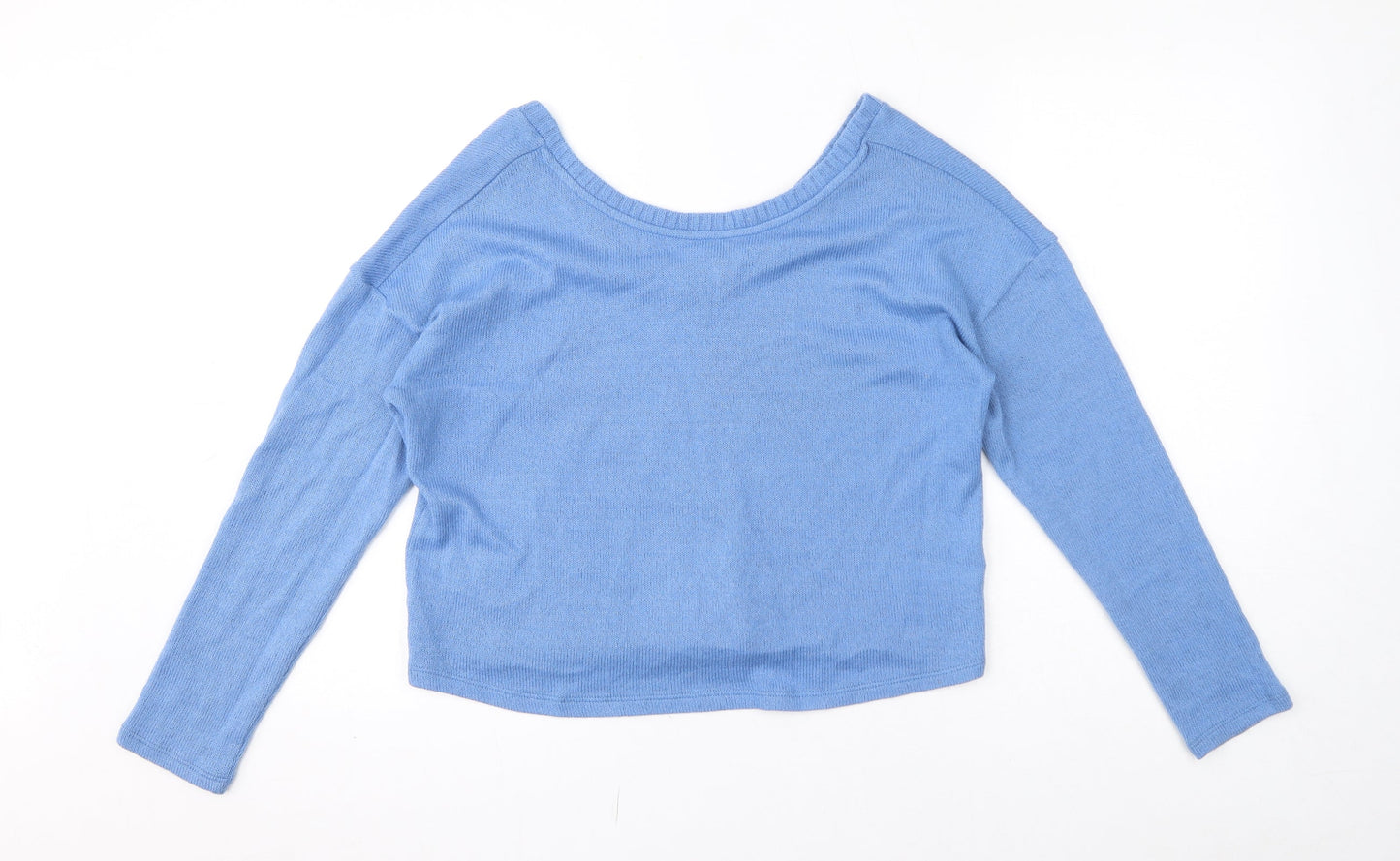 Marks and Spencer Womens Blue V-Neck Acrylic Pullover Jumper Size 14