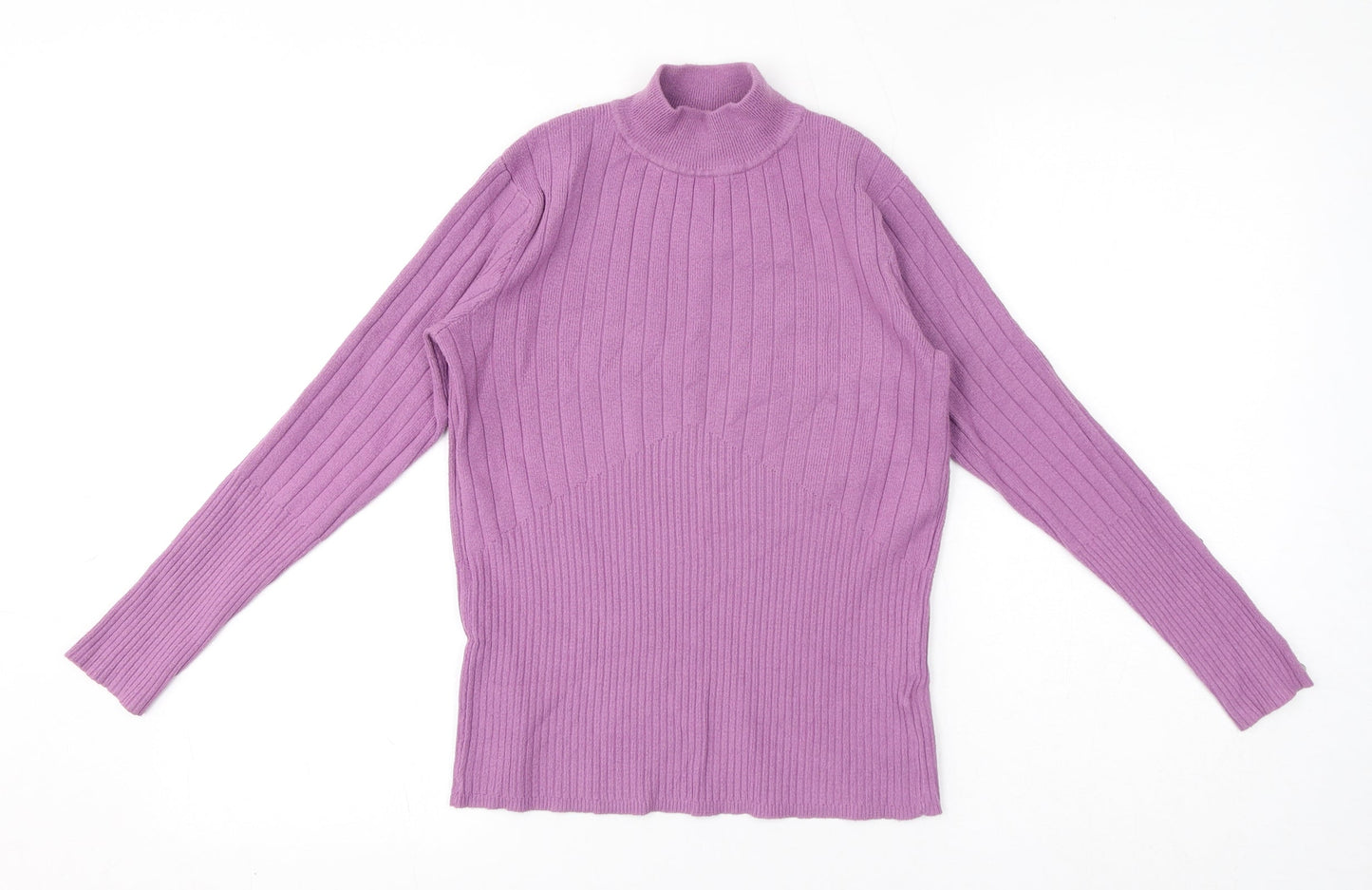 Marks and Spencer Womens Purple Mock Neck Viscose Pullover Jumper Size 8 - Button Detail