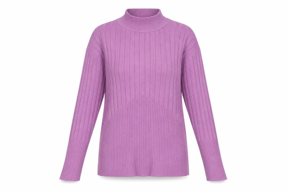 Marks & Spencer Womens Purple Mock Neck Viscose Pullover Jumper Size 8 - Button Detail