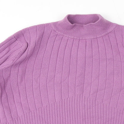 Marks & Spencer Womens Purple Mock Neck Viscose Pullover Jumper Size 8 - Button Detail