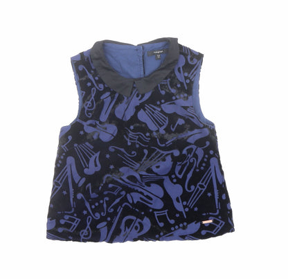 Additional front view of Autograph girls’ blue geometric viscose basic blouse, size 8-9, years collared button