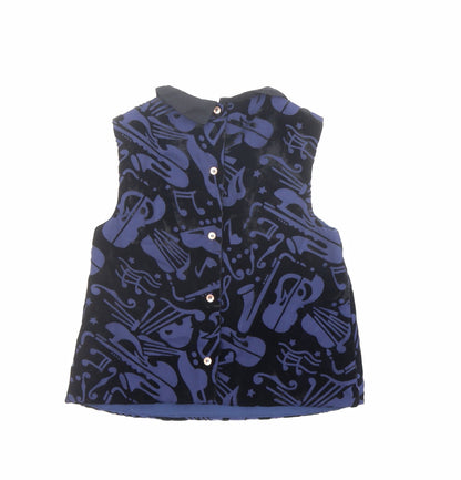 Back view of Autograph girls’ blue geometric viscose basic blouse, size 8-9, years collared button