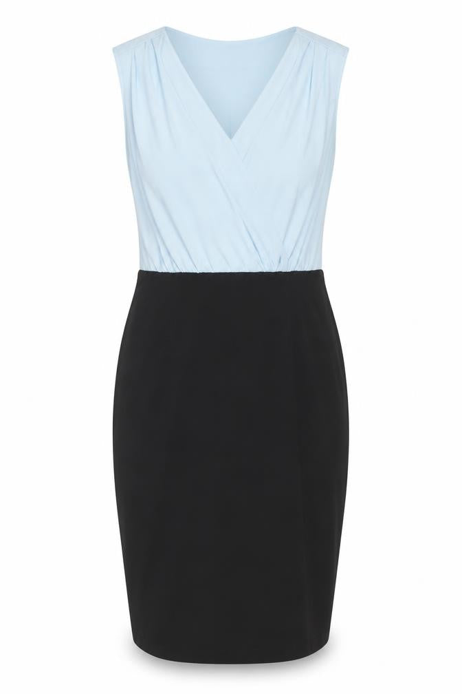 M&Co Womens Blue Polyester Pencil Dress Size 12 V-Neck Zip