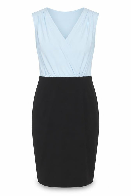 M&Co Womens Blue Polyester Pencil Dress Size 12 V-Neck Zip