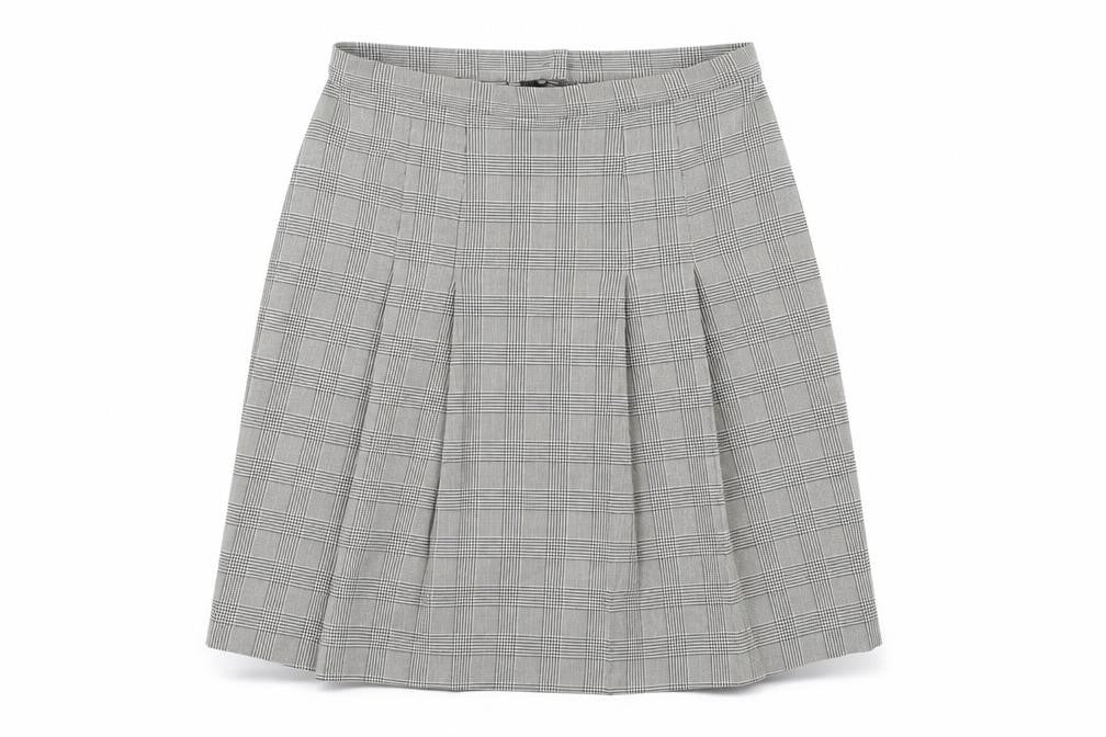St Michael Womens Brown Plaid Polyester Pleated Skirt Size 18 Zip