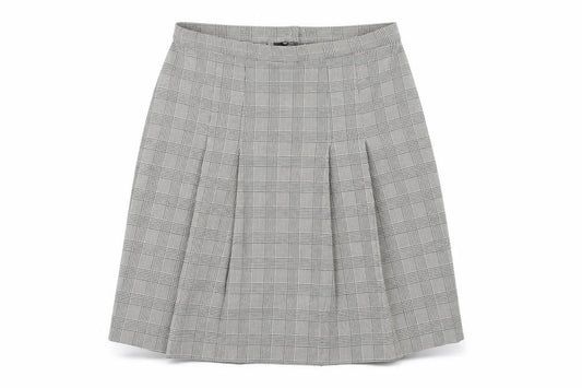 St Michael Womens Brown Plaid Polyester Pleated Skirt Size 18 Zip