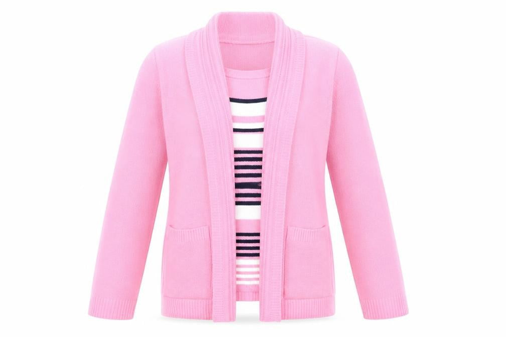 Hand to Hand Womens Pink Round Neck Striped Acrylic Pullover Jumper Size L - Twin Set