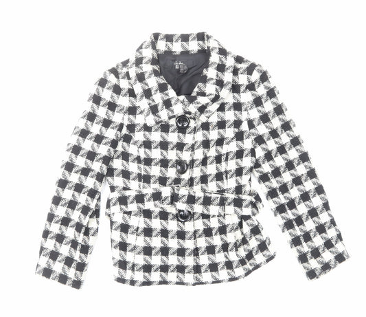 Jem basic Womens Ivory Plaid Jacket Size M Button