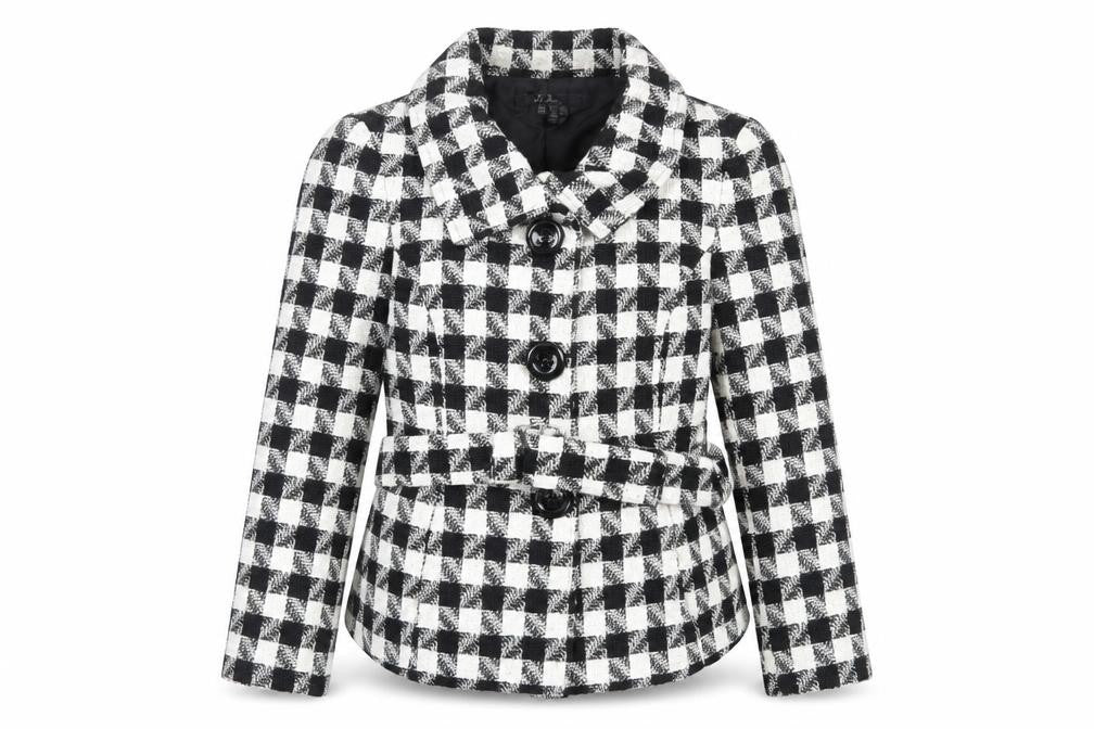 Jem basic Womens Ivory Plaid Jacket Size M Button