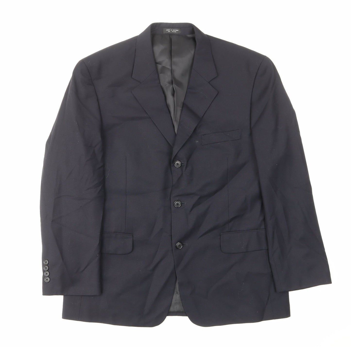 jeremy cobb Mens Blue Wool Jacket Suit Jacket Size 42 Regular