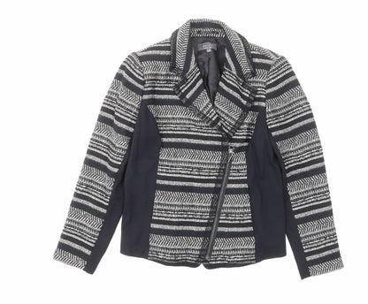 Per Una Womens Black Plaid Jacket Size 12 Zip