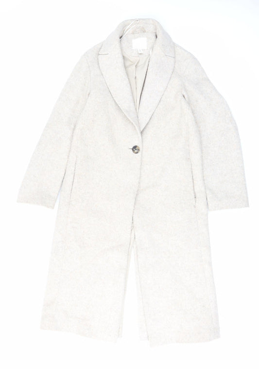 H&M Womens Beige Overcoat Coat Size XS Button