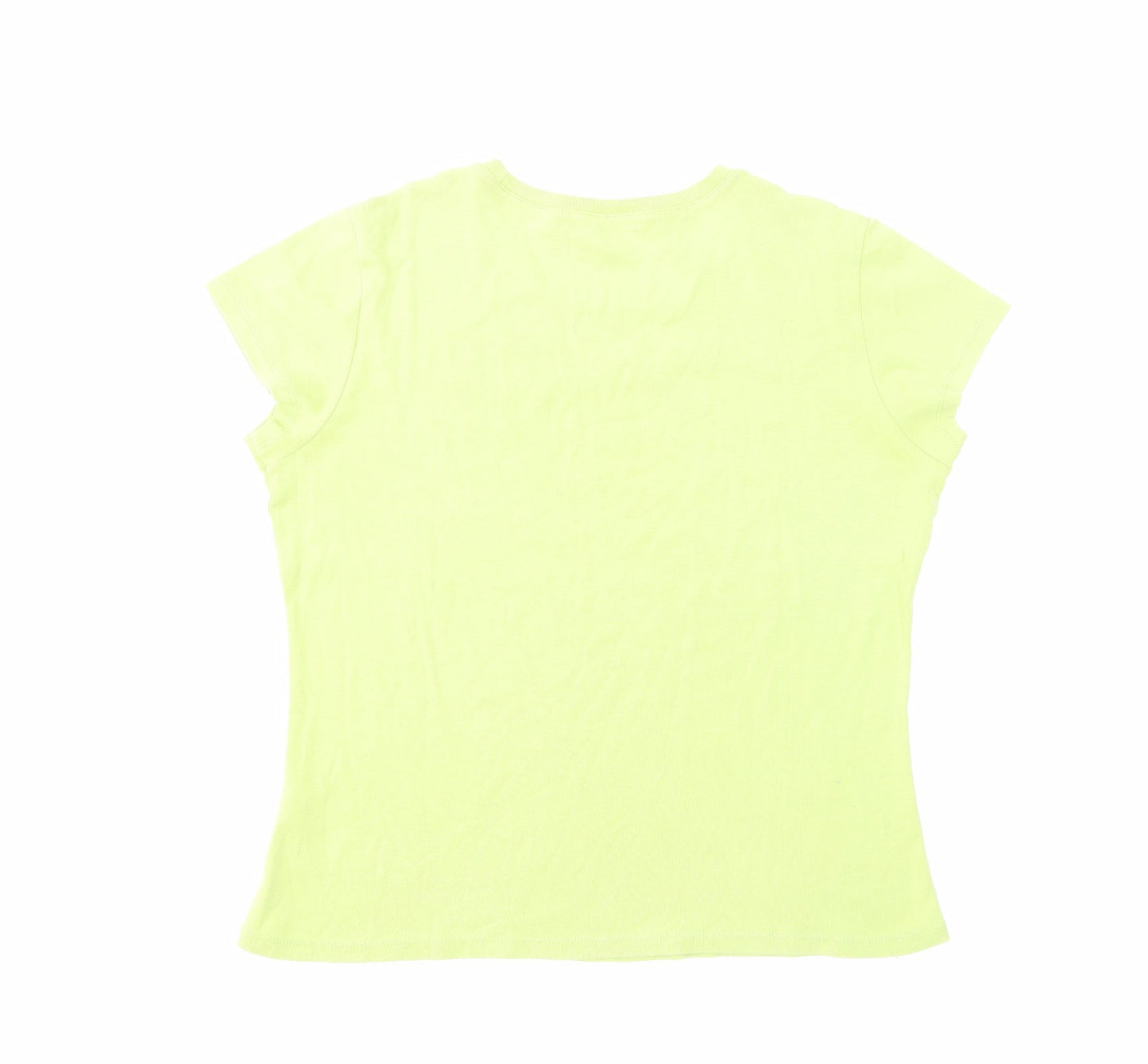 Marks and Spencer Womens Green Cotton Basic T-Shirt Size 16 Crew Neck