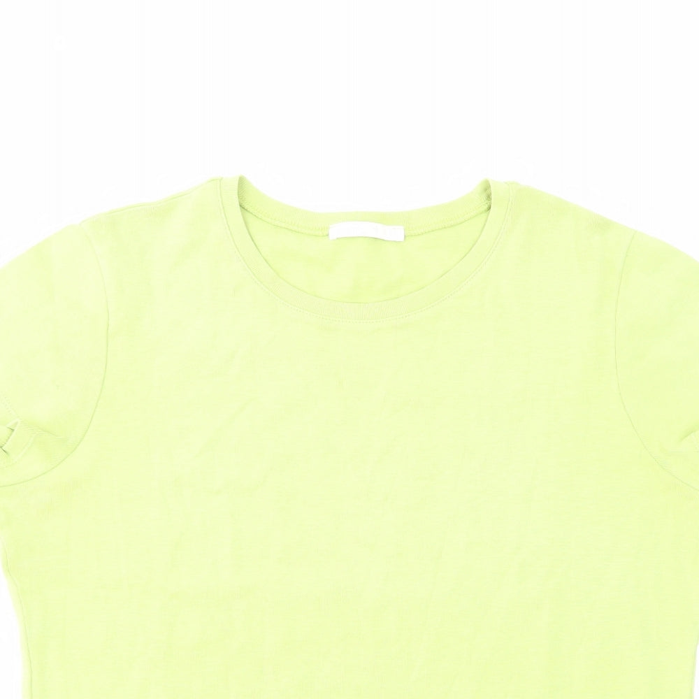 Marks and Spencer Womens Green Cotton Basic T-Shirt Size 16 Crew Neck