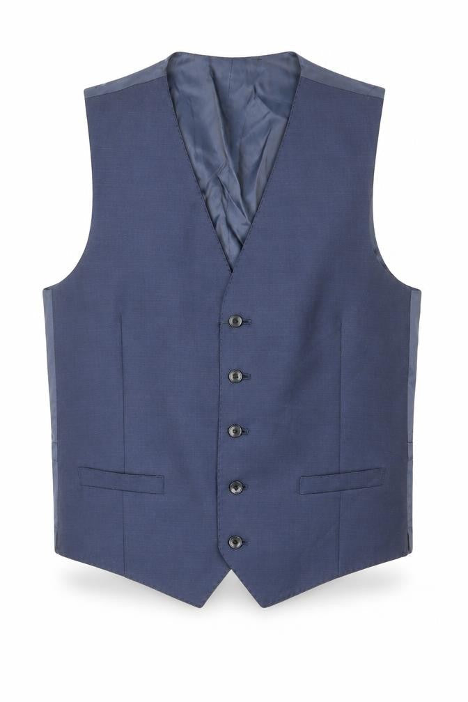 Marks & Spencer Mens Blue Wool Jacket Suit Waistcoat Size 40 Regular