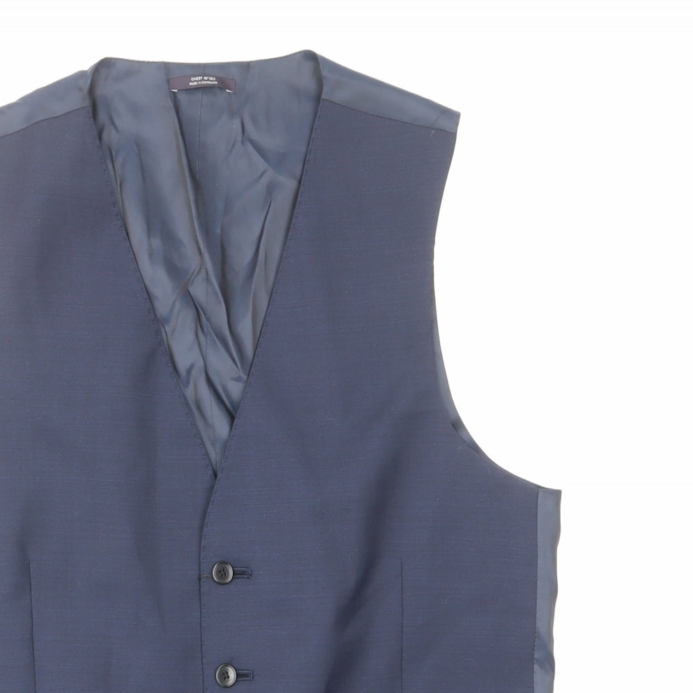 Marks and Spencer Mens Blue Wool Jacket Suit Waistcoat Size 40 Regular