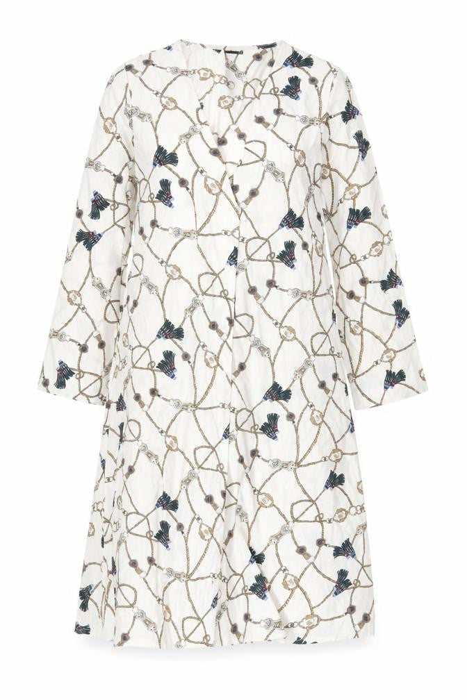 Boohoo Womens Ivory Geometric Polyester Sheath Size 10 V-Neck Button