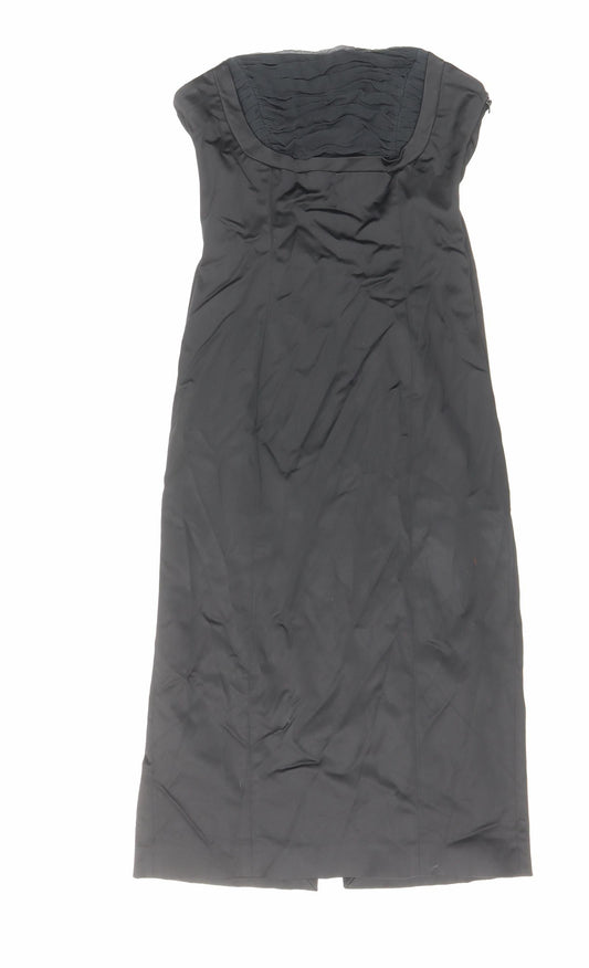 Coast Womens Black Acetate Pencil Dress Size 10 Off the Shoulder Zip - Pleated