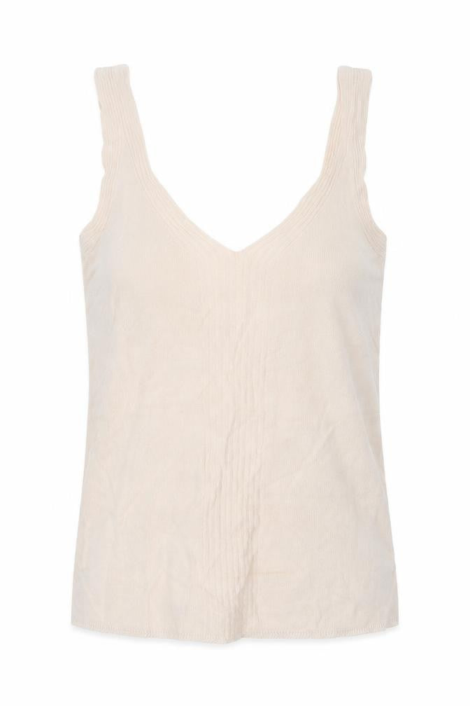 Zara Womens Beige Viscose Basic Tank Size L V-Neck
