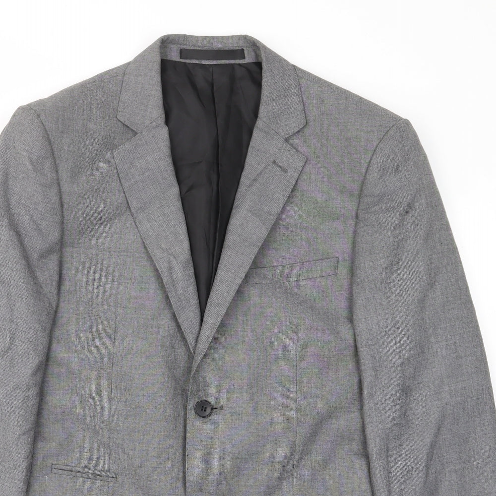 Limited Collection Mens Grey Polyester Jacket Suit Jacket Size 38 Regular - Inside pockets