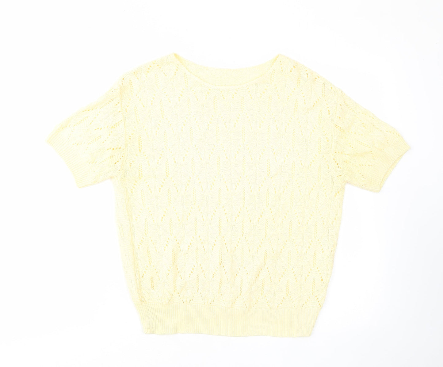 St Michael Womens Yellow Crew Neck Acrylic Pullover Jumper Size 12