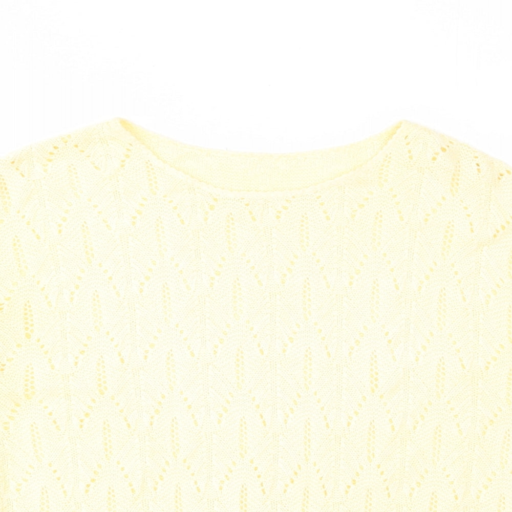 St Michael Womens Yellow Crew Neck Acrylic Pullover Jumper Size 12
