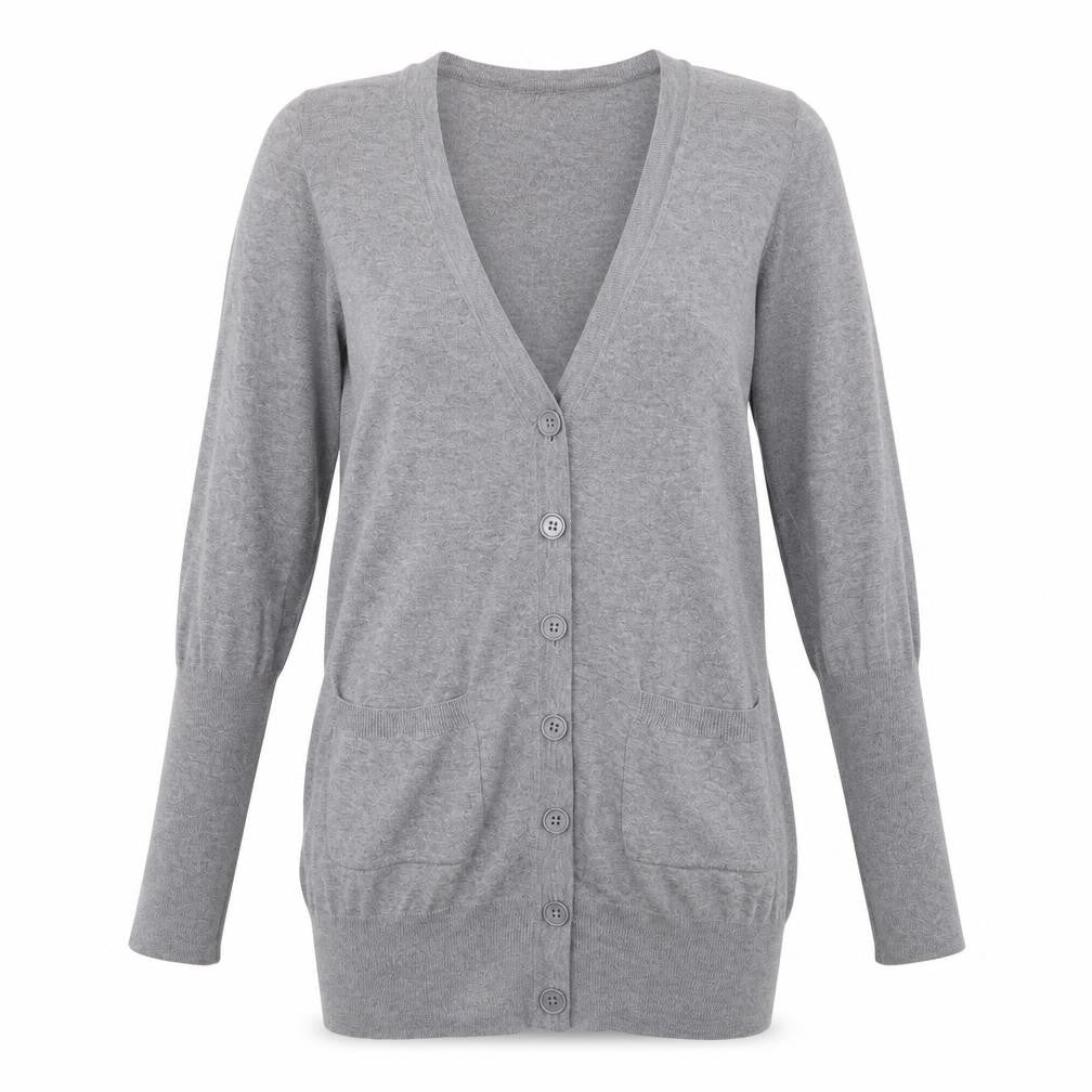 Oasis Womens Grey V-Neck Cotton Cardigan Jumper Size 8 - Pockets