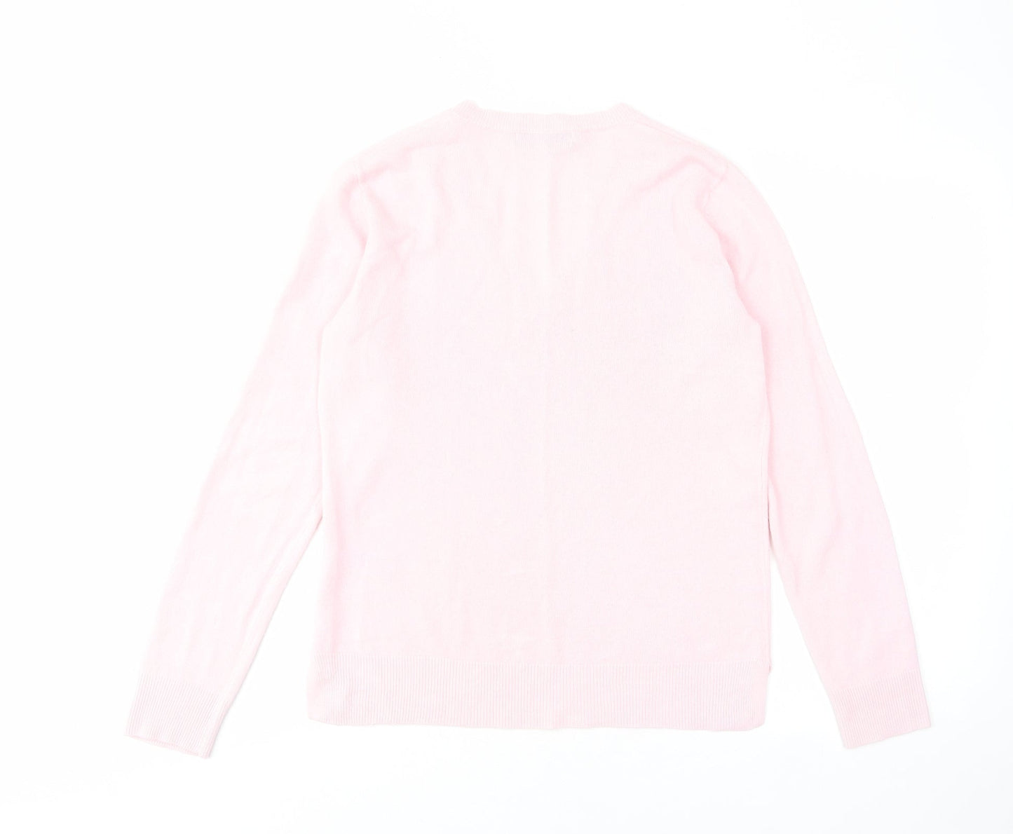 Marks and Spencer Womens Pink V-Neck Acrylic Pullover Jumper Size 8