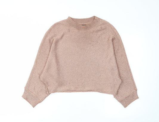 River Island Womens Brown Round Neck Striped Polyester Pullover Jumper Size S