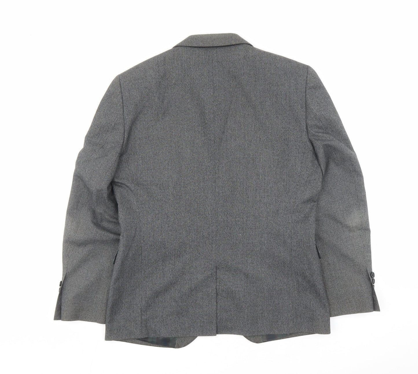 NEXT Mens Grey Geometric Polyester Jacket Suit Jacket Size 40 Regular