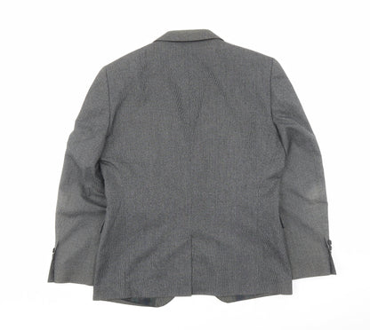Next Mens Grey Geometric Polyester Jacket Suit Jacket Size 40 Regular