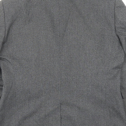 Next Mens Grey Geometric Polyester Jacket Suit Jacket Size 40 Regular