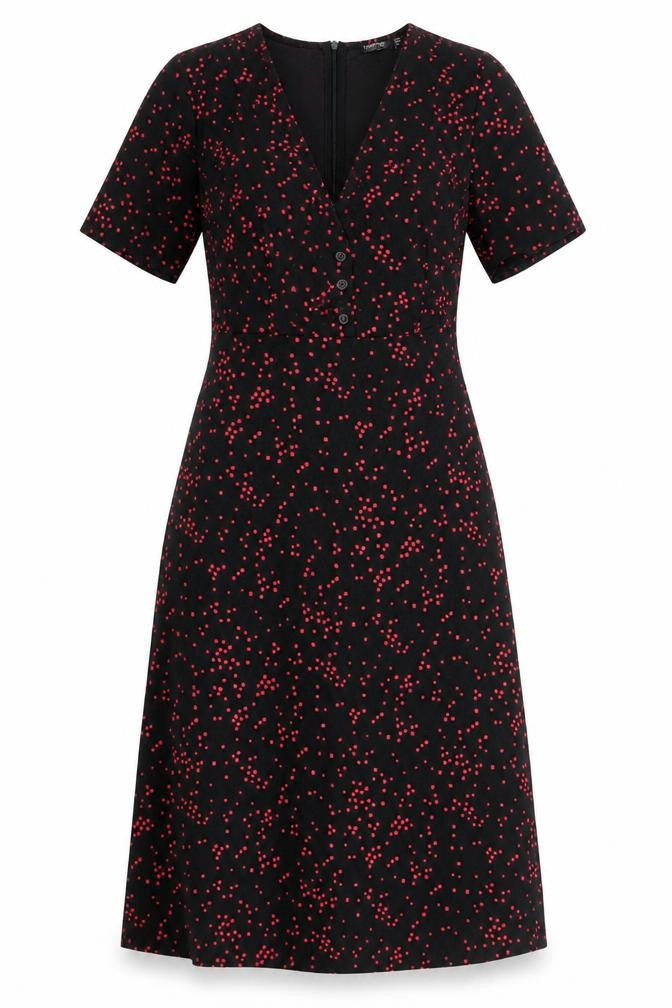 Nasty Gal Womens Black Geometric Polyester A-Line Size 6 V-Neck Zip
